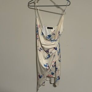 Floral High Low Bodycon Blue Blush Dress